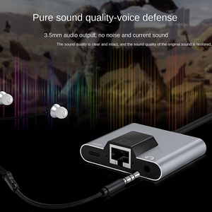อะแดปเตอร์อีเธอร์เน็ต2อิน1 USB C ไปยังอะแดปเตอร์พอร์ตชาร์จเสียง3.5มม. สำหรับแล็ปท็อปแท็บเล็ต - Product Image 4