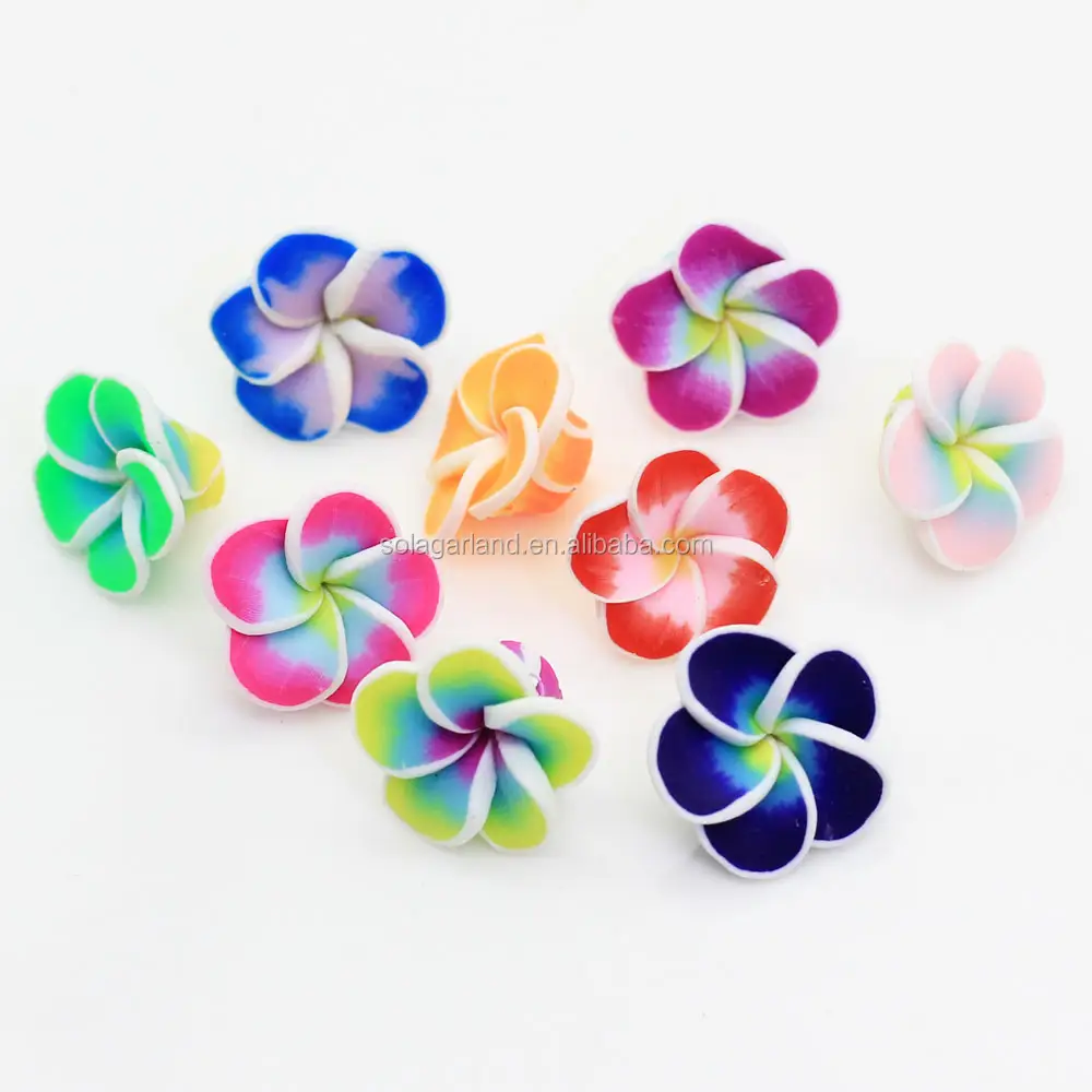 100pcs 15mm hecho a mano de la arcilla del polímero suave flor caliente arcilla Hawai flores para DIY, collar, pulsera, ornamento del pelo joyería