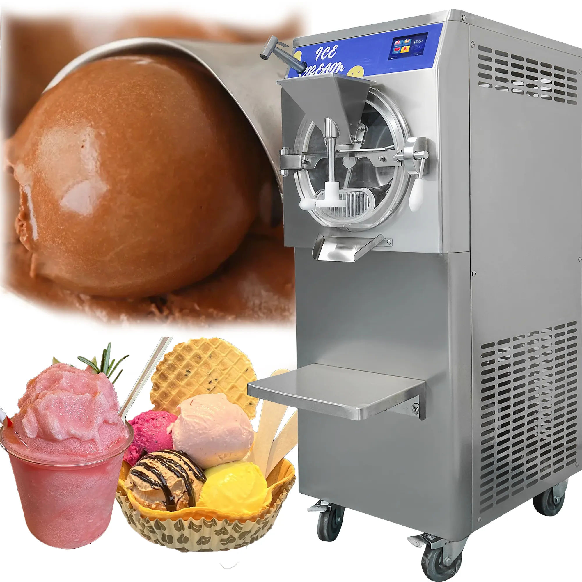 YourTime 5 fonction commerciale 48L/H équipement de magasin de crème glacée pour la crème glacée dure italienne machine à neige fondue Sorbet Gelato Machine