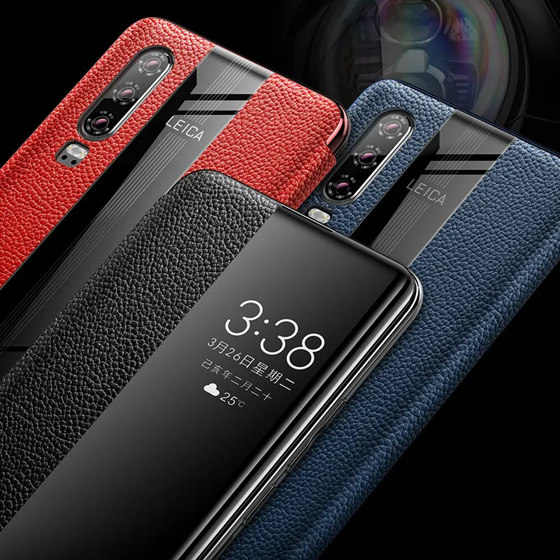 A103 스마트 Huawei P30 프로 P20 라이트 P10 플러스 정품 가죽 암소 창보기 첫 번째 레이어 소 재고