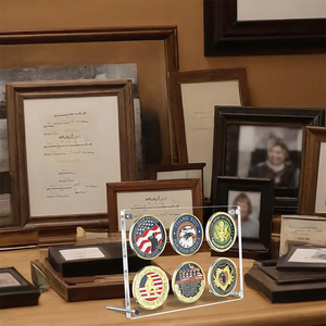 Custom-made Antique <strong>Coin</strong> Display Rack-Square Acrylic Collector's <strong>Box</strong> with Multiple Display Options for Challenge <strong>Coins</strong> - Product Image 2