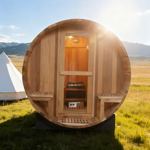 Sauna a Botte per Esterni in Legno di Cedro Massiccio Moderno, Portatile, Elettrica, a Infrarossi Lontani, per 4 Persone, con Controllo Vocale e App Mobile - Product Image 3
