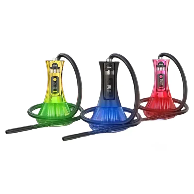 2000 mah bunte led-leuchte kleine größe tragbar acryl auto-becher elektronische wasserpfeife shisha raucher-kit anstelle von holzkohle wasserpfeife