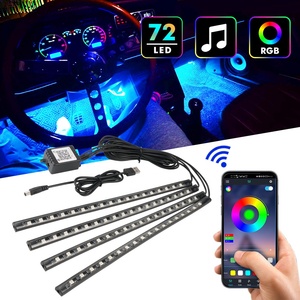 Bevinsee ที่วางเท้าในรถ72หลอด LED 12V, แผงควบคุมแอปเพลงไฟ LED RGB USB โคมไฟตกแต่งภายในมีความยืดหยุ่นบรรยากาศไฟอัตโนมัติ - Product Image 3