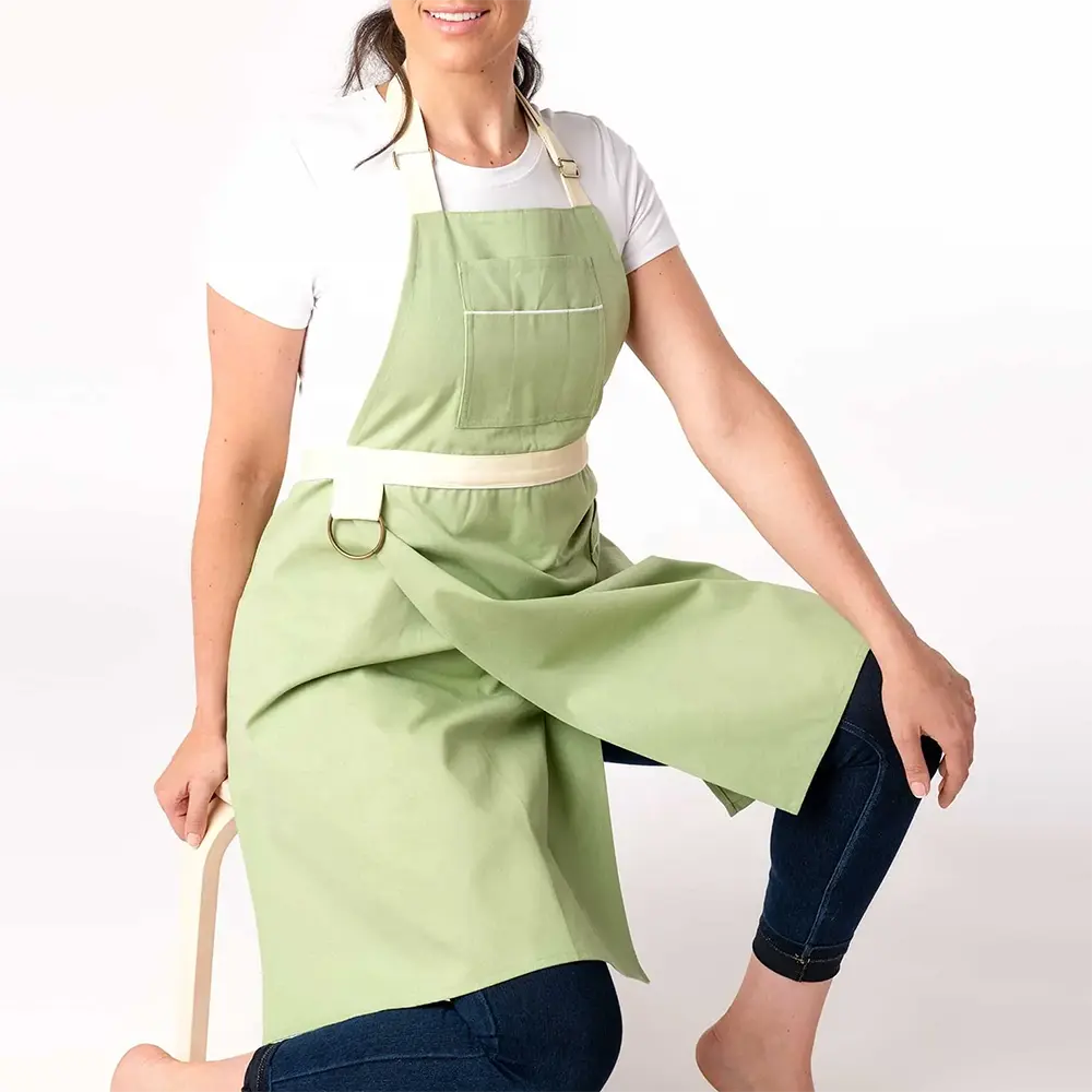 Duolai ผ้าแคนวาสแบบแยกขาสำหรับเชฟทำจากหนังผ้ากันเปื้อนผ้าใบสำหรับชากาแฟดีไซน์แบบกำหนดเอง