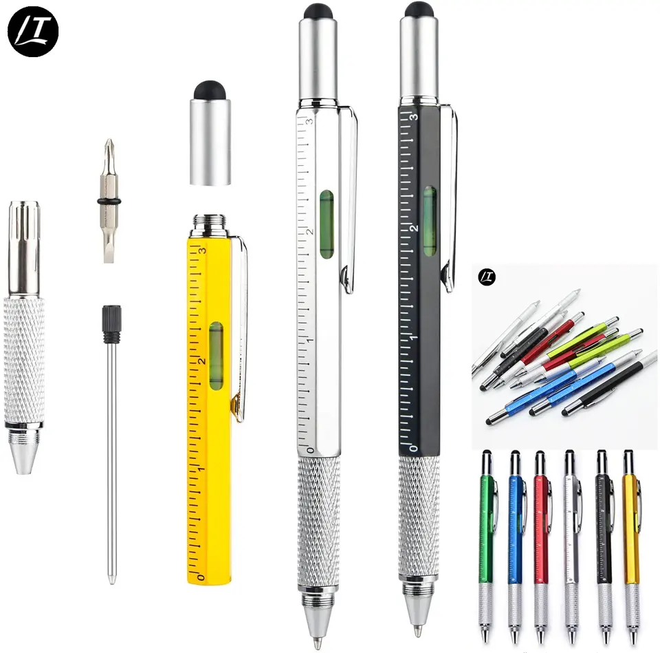 Hot selling With Cheap Price Plastic 6 in 1 Multi functional Stylus Tool Ballpoint Pen with logo Gifts Pen