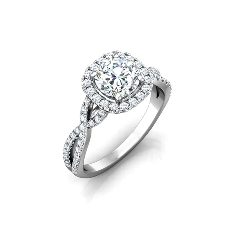 טבעת אירוסין תכשיטי יהלומים עגולים זהב לבן 18 קראט טבעת יהלום הבטחה מעבדה