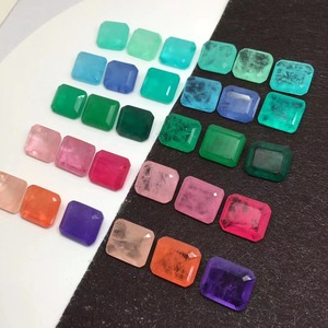 YZ Jewelry personalizza tormalina Rainbow Fusion Stone Glass rettangolare/quadrato Paraiba Ruby cristallo sintetico pietra di fusione di vetro - Product Image 6