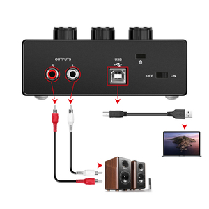 USB <strong>Audio</strong> <strong>Interface</strong> <strong>16</strong> Bit /48 kHz True Stereo Sound Card 1x XLR/TRS 1x 1/4&quot; 2X RCA USB for PC/Win/Mac Recording Sound Cards - Product Image 3