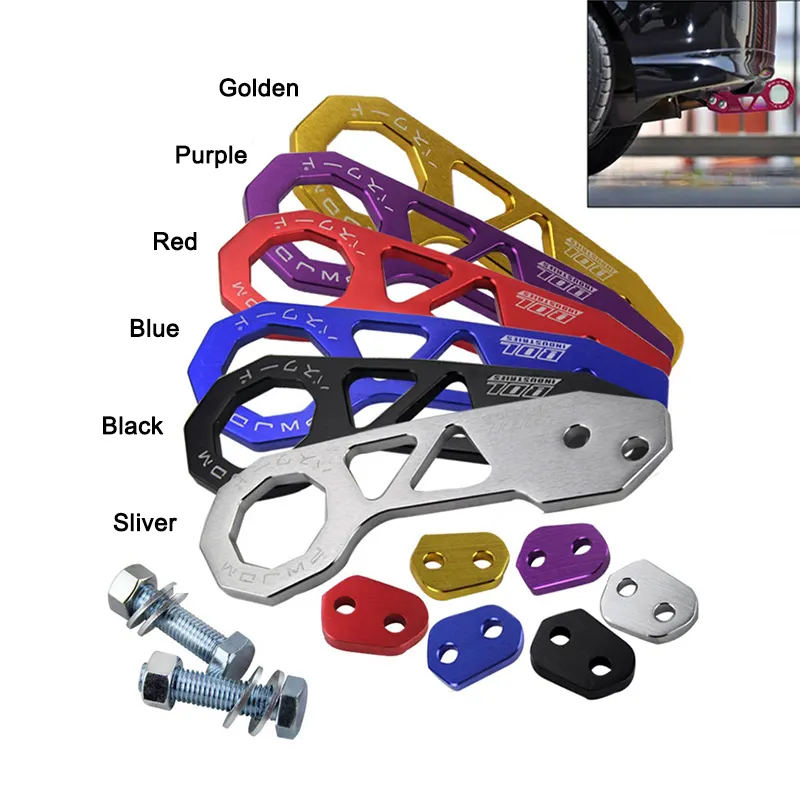 Gancio di traino per paraurti posteriore JDM universal car racing, pratico attacco per barra di rimorchio CNC in lega di alluminio