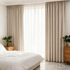 Nhà Máy Tùy Chỉnh OEKO-TEX Chứng Nhận Nhung Rèm Với Chức Năng Màn Hiện Đại Phong Cách Sang Trọng Hỗn Hợp Kích Thước Màu Be Cho Phòng Ngủ - Product Image 1