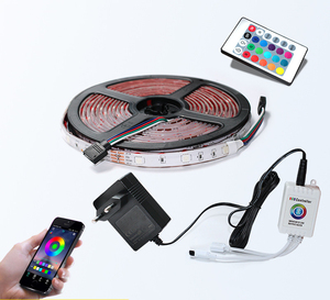 App kontrolü bluetooth müzik led şerit ışık SMD 5050 30 led/metre 5m set, ses kontrolü akıllı led ışıklar şerit RGB - Product Image 3