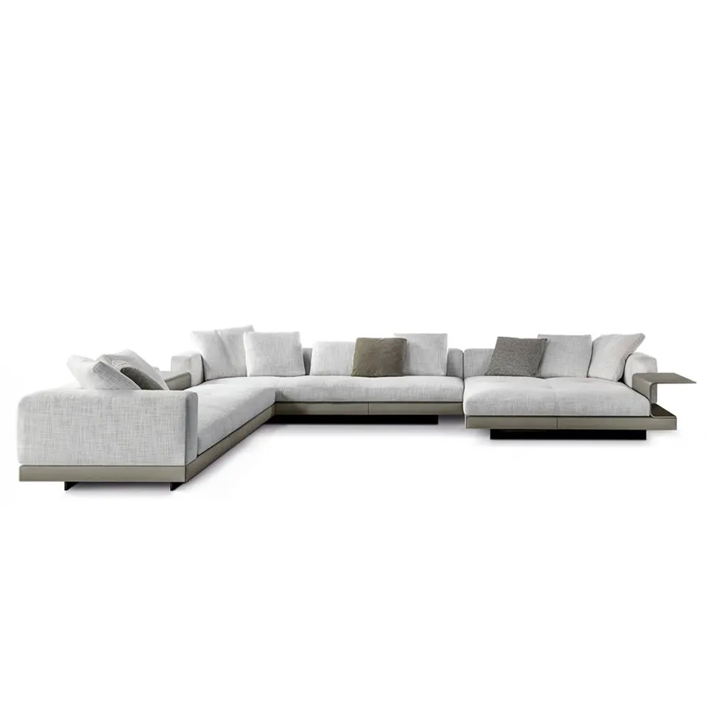 Divano componibile in tessuto di lino a forma di U di alta qualità all'ingrosso della fabbrica Set mobili di Design moderno soggiorno divano grigio