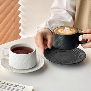 シンプルなレトロな石パターンカスタムコーヒーカップ純粋な色セラミックコーヒーマグセット誕生日ギフト用 - Product Image 4