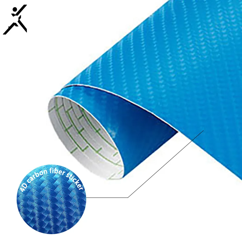 1.52x28M 고품질 자동차 PVC 랩 필름 광택 4D 탄소 섬유 블루 자동차 장식 비닐 필름 스티커 보호 필름