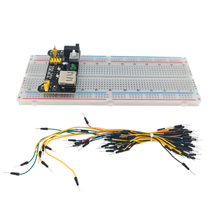Mb 102 Breadboard potenza mb 102 nero 830 punte Solderless prototipo Bread board per arduino kit + 65 pz Jumper fili cavo - Product Image 1