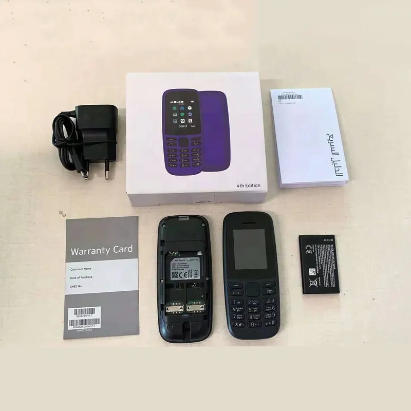 Cep telefonu 105 tek veya çift Sim versiyonu İngilizce klavye orijinal Unlocked telefon Nokia cep telefonları Nokia 105 için