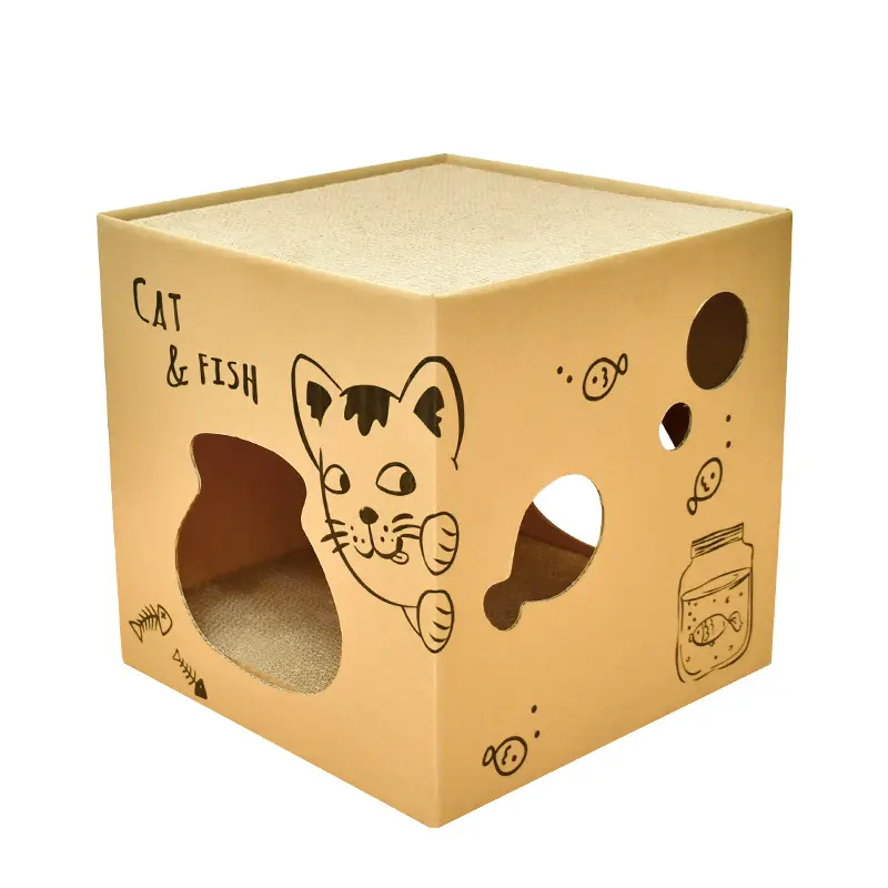 لوحة خدش للقطط بسطح مزدوج مع فتحات لعبة تفاعلية للحيوانات الأليفة لوحة خدش للقطط
