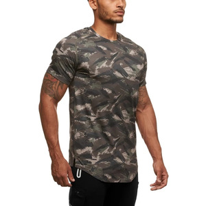 Baskı için özel toptan Camo kamuflaj logosu erkek düz tişörtleri