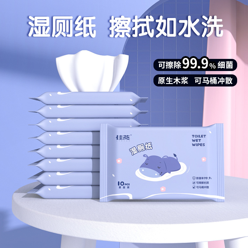 10 morceaux de papier toilette humide portable