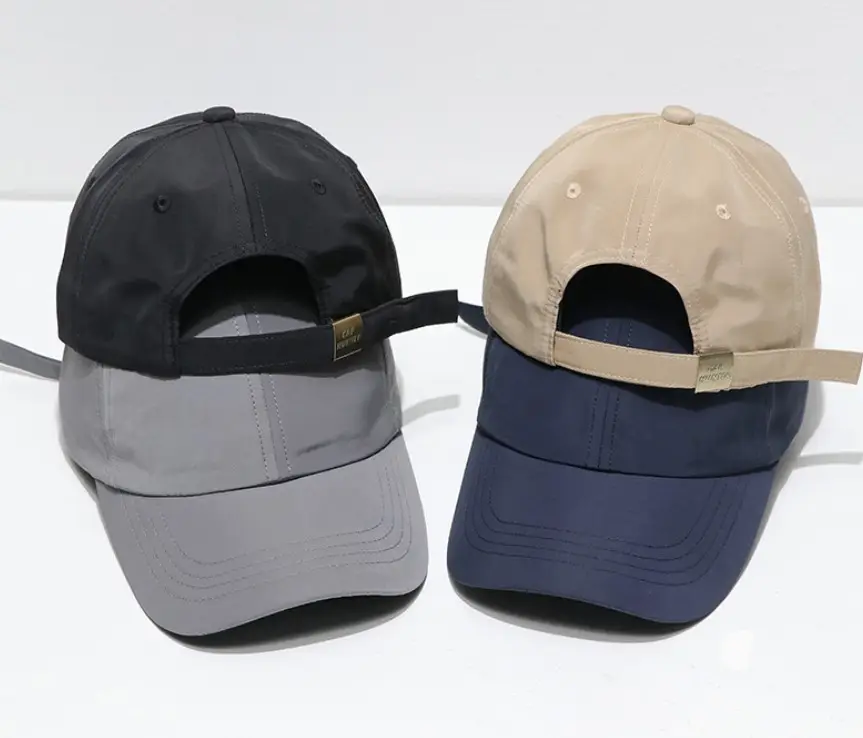 Casual Jonge Vlakte Nylon Baseball Caps Aanpassen Logo Snel Droog Ademend Sport Hoeden Voor Mannen