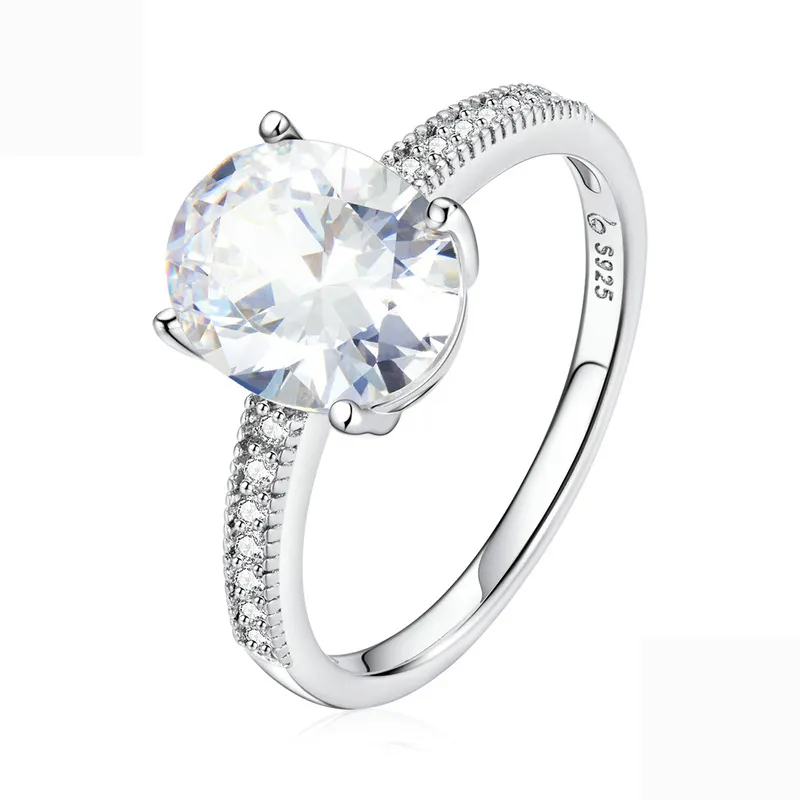 925er Sterling-Silber-Diamant Verlobungsring Luxus-Schmuck würfel Zirkonien-Edelstein-Ring für Damen