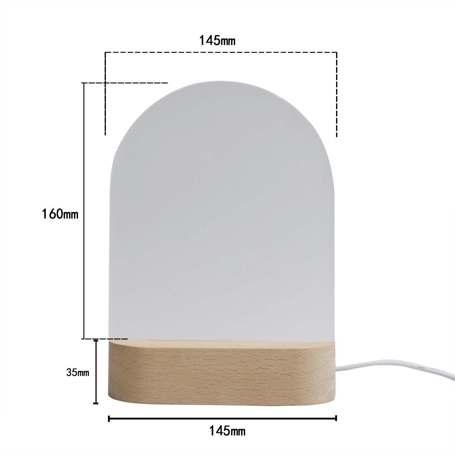 Base ovale en bois : 145x60x35mm + Acrylique : 145x160x5mm
