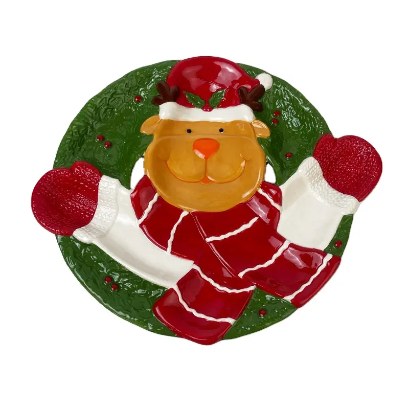 Natal Santa Boneco De Neve Rena Cerâmica Cookie Sobremesa Placa