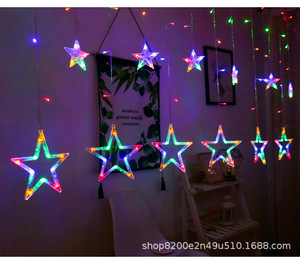 Factory <strong>Custom</strong> LED Curtain <strong>Light</strong> <strong>String</strong> <strong>Remote</strong> Control Christmas <strong>Lights</strong> Star Love Snowflake 220V Battery Powered for Outdoor Use - Product Image 5