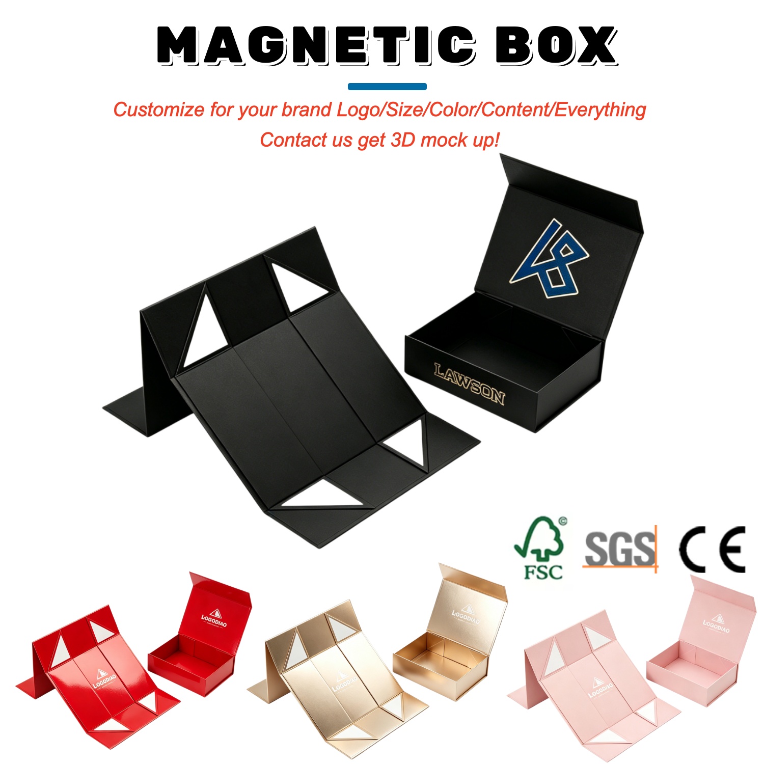Caja magnética plegable de una sola pieza