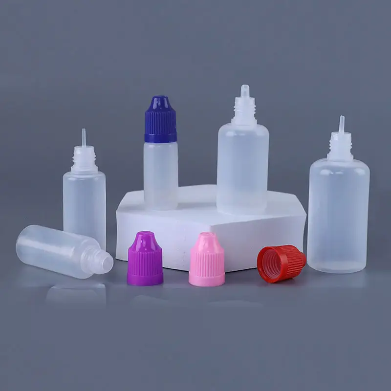 Botella de plástico con gotero y boquilla larga, de 3ml botellas pequeñas, 5ml, 10ml, 15ml, 20ml, 30ml, 50ml, 60ml, 100ml, 120ml