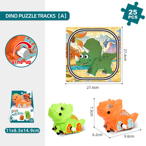 Cross-Border <strong>2</strong>-in-1 Dinosaur <strong>Toy</strong> Gift Children Diy Scene Building Puzzle Rail Car <strong>Toy</strong>