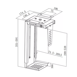 Office Home Under Desk Mount Adjustable Height and Width <strong>Computer</strong> Tower Easy <strong>Assembling</strong> CPU Mount Bracket Cart Tower Holder - Product Image 2