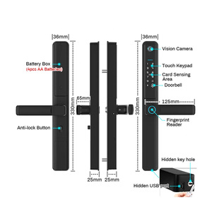 自动拍摄高安全性lP66防水智能锁，带摄像头备份<span class=keywords><strong>USB</strong></span>外部电源接口