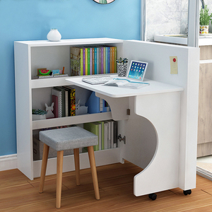 Mesa de estudio con ahorro de espacio para ordenador, escritorio de madera con estante - Product Image 4