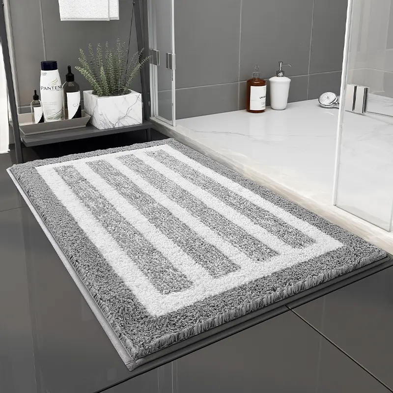 High absorbent Thick Non Slip Bathroom Shaggy Soft Fluffy Tufted Microfiber Bath Rug mat Mat for Bathroom Shower and Tub