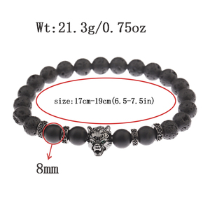 Douvei Vòng đeo tay quyến rũ sói cao cấp cho trẻ em Bộ khuếch tán dầu hạt dung nham Đá Ba ý nghĩa linh hồn Sói Reiki hạt thời trang - Product Image 6