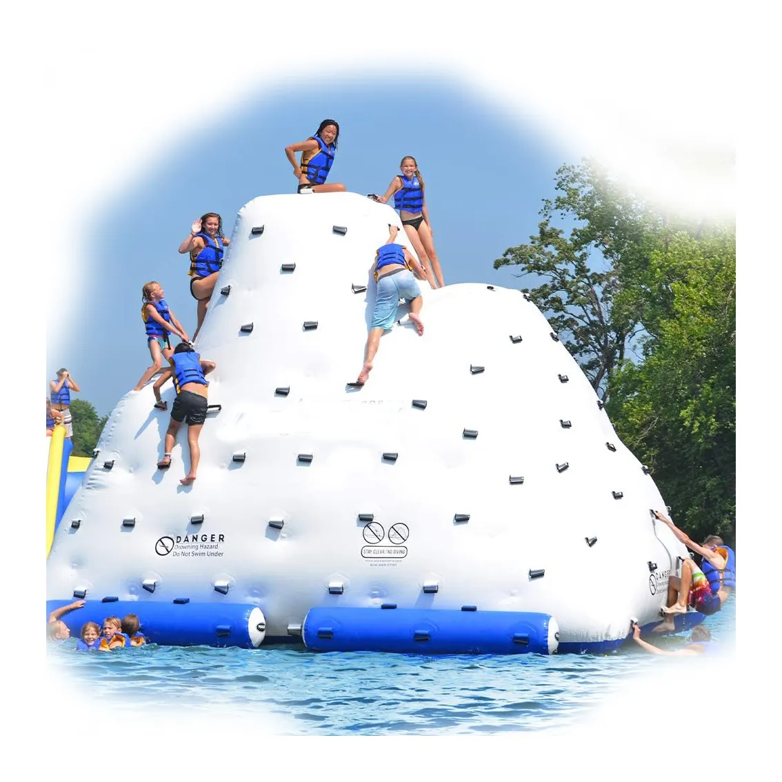 Yカスタマイズされた安い価格PVC子供大人大型水浮き岩おもちゃゲームクライミング壁スライドインフレータブル氷山