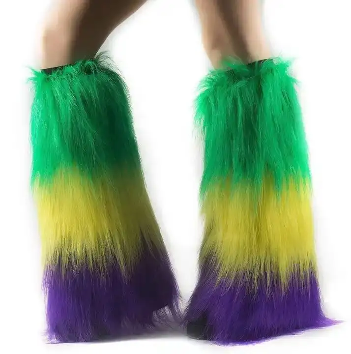 Chaussettes de botte longues à la Nouvelle-Orléans personnalisées pour femmes ensembles de jambe de poussée chaussettes pour femmes mardi gras à fourrure sans pied