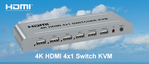 Conmutador KVM USB HDTV 4x1 con audio y vídeo 4K * 2K @ 30Hz Salida HDMI de 4 puertos 1 entrada HDMI Certificación ROHS
