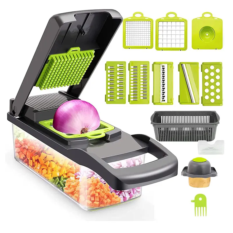 Vendeur Cuisine Produits Accessoires 12 en 1 Alimentaire Dicer Légumes Chopperr Mandoline Multifonctionnel Coupe-Légumes