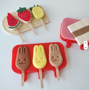 3 lỗ kem Silicone khuôn thực phẩm lớp BPA miễn phí nhiều hình dạng bền DIY Popsicle Lolly Kem khuôn + nắp + Gậy - Product Image 4