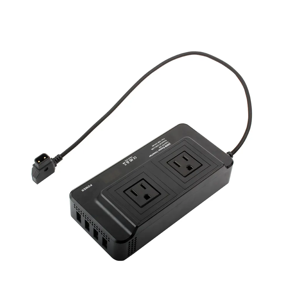 Inversor de corriente de D-TAP, convertidor de corriente de 12V a 110V, 2 salidas de CA, 4 puertos USB, adaptador de cargador de CC a CA