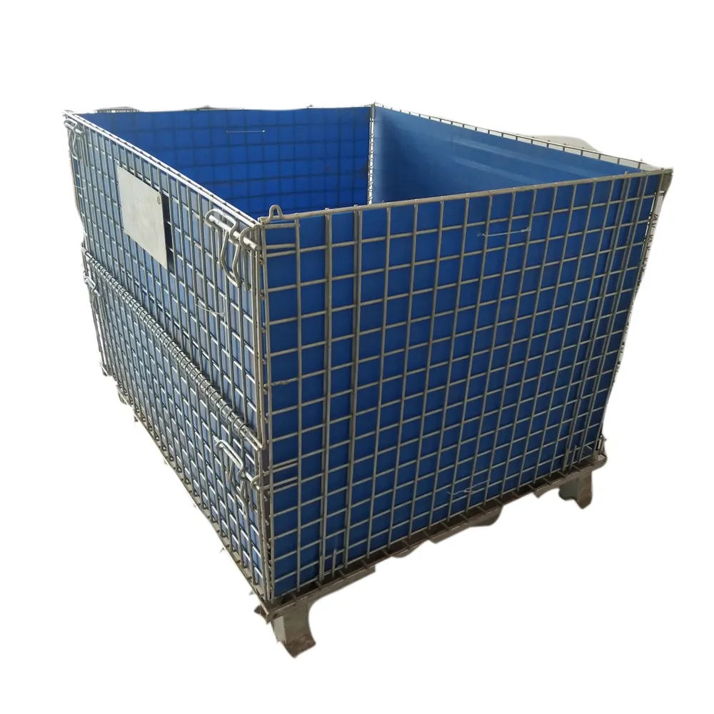 Heavy Duty Wire Meh Container Collapsible Folding Metal Steel Pallet Warehouse Stackable Storage Cage