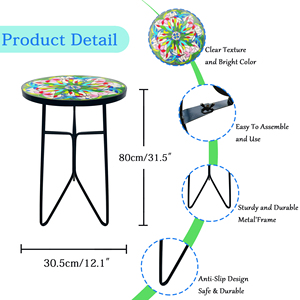 Bàn cà phê sắt ngoài trời với bảng điều khiển khảm Vòng cuối Bistro bên bàn điều khiển chân hiên hiên đồ nội thất - Product Image 2