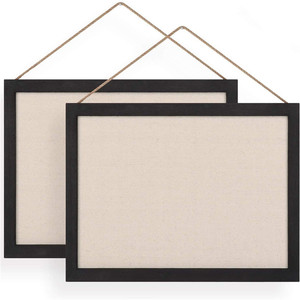2-Pack Wood Board with Linen 16x11 Inch Bulletin Boards <strong>Wall</strong> Decor Hanging Pin Wood Framed Display Bulletin <strong>Cork</strong> - Product Image 4