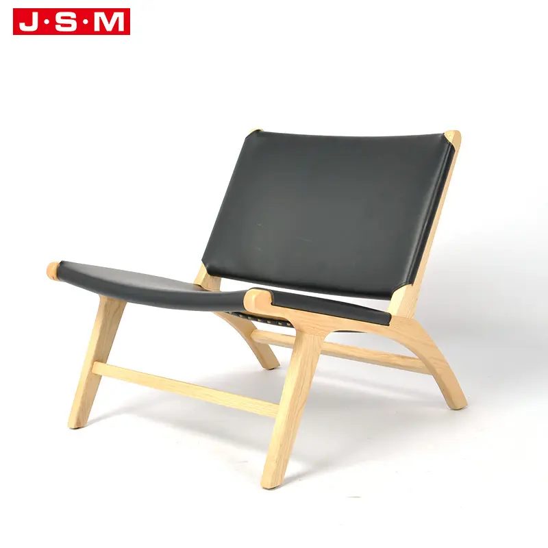 Siège en cuir artificiel de loisirs moderne fauteuil en bois de frêne