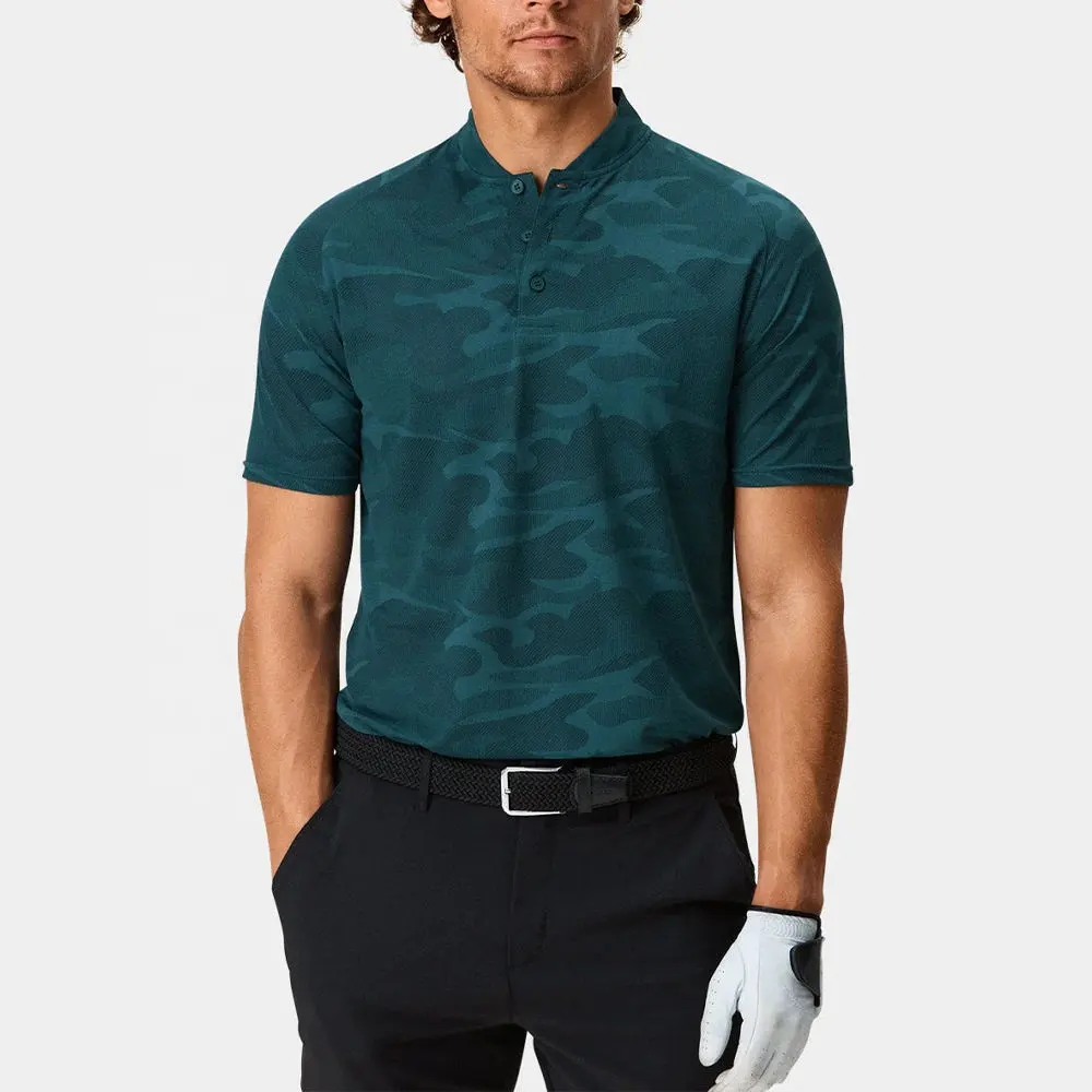 Personalizzare all'ingrosso nuovo design polo golf magliette sublimazione jacquard in poliestere spandex camicie mimetiche polo