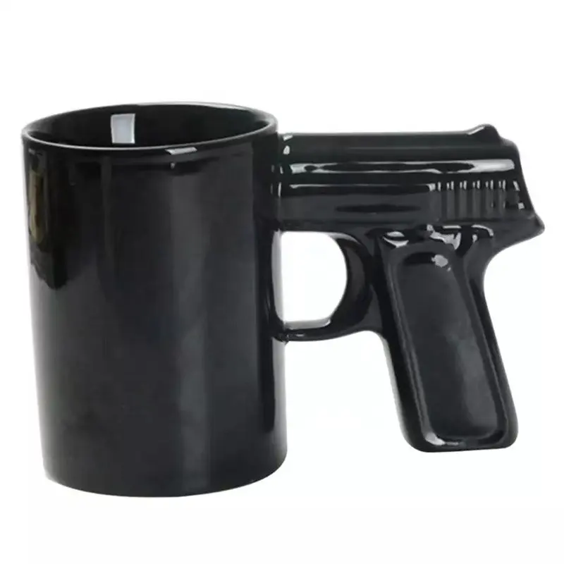 Creativo di Ceramica Pistol Grip Tazze di Caffè Tazze Novità Divertente Pistola Tazza Tazza di Latte Tazza di Tè 3D Pistola A Forma di Maniglia Tazza Creativa bicchieri