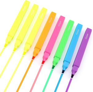 Factory Manufacturer <strong>Chisel</strong> Tip Fluorescent <strong>Marker</strong> 8 Color <strong>Highlighter</strong> Pen Plastic Set for Office School